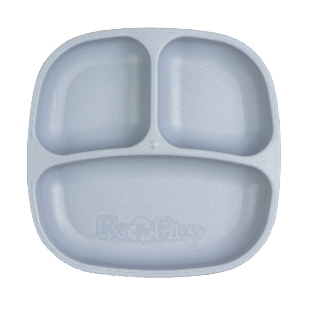 A Re-Play Divided Plate - Grey on a white background