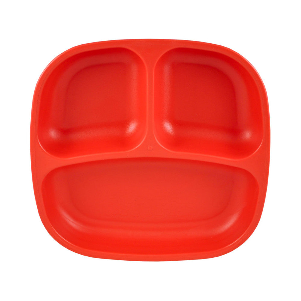 A Re-Play Divided Plate - Red on a white background
