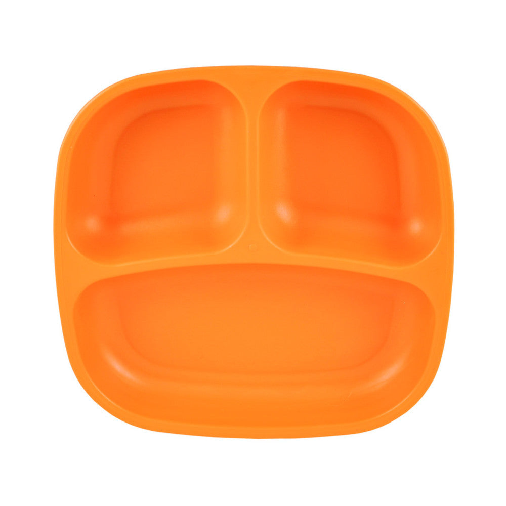 A Re-Play Divided Plate - Orange on a white background