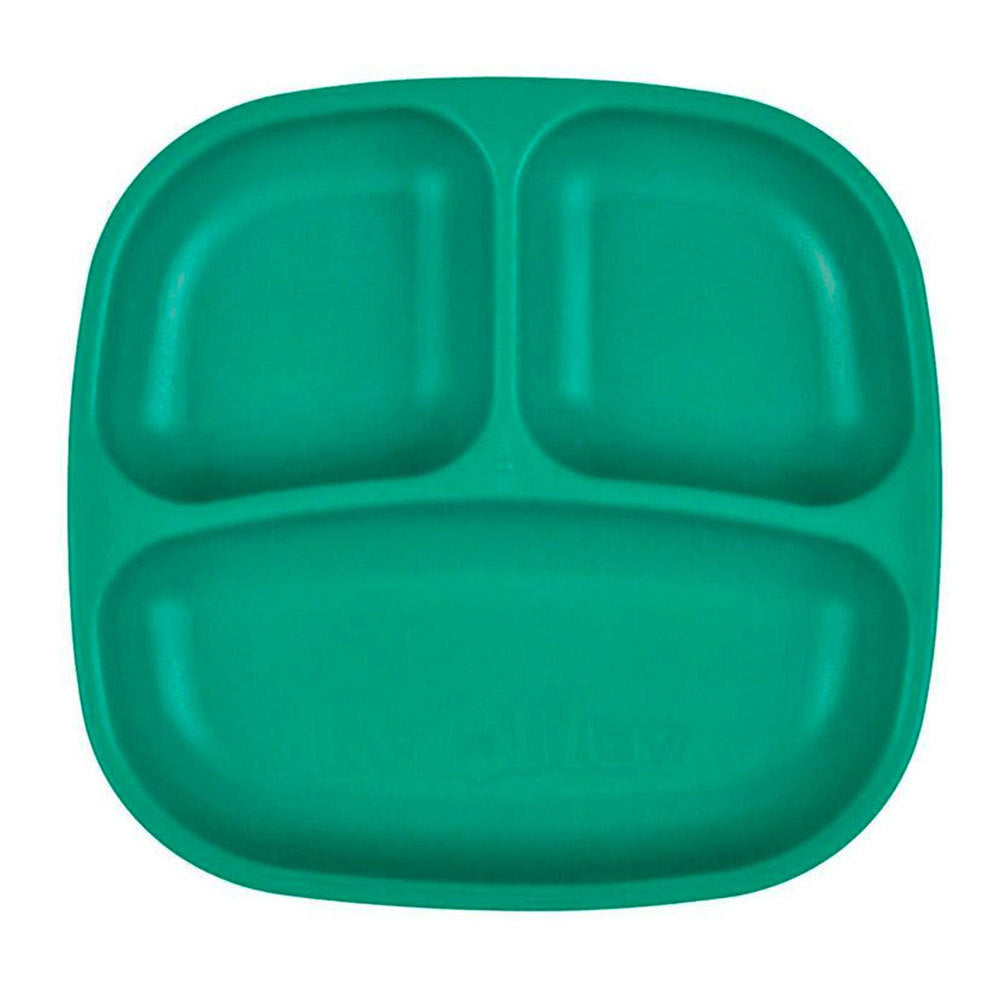 A Re-Play Divided Plate - Teal on a white background