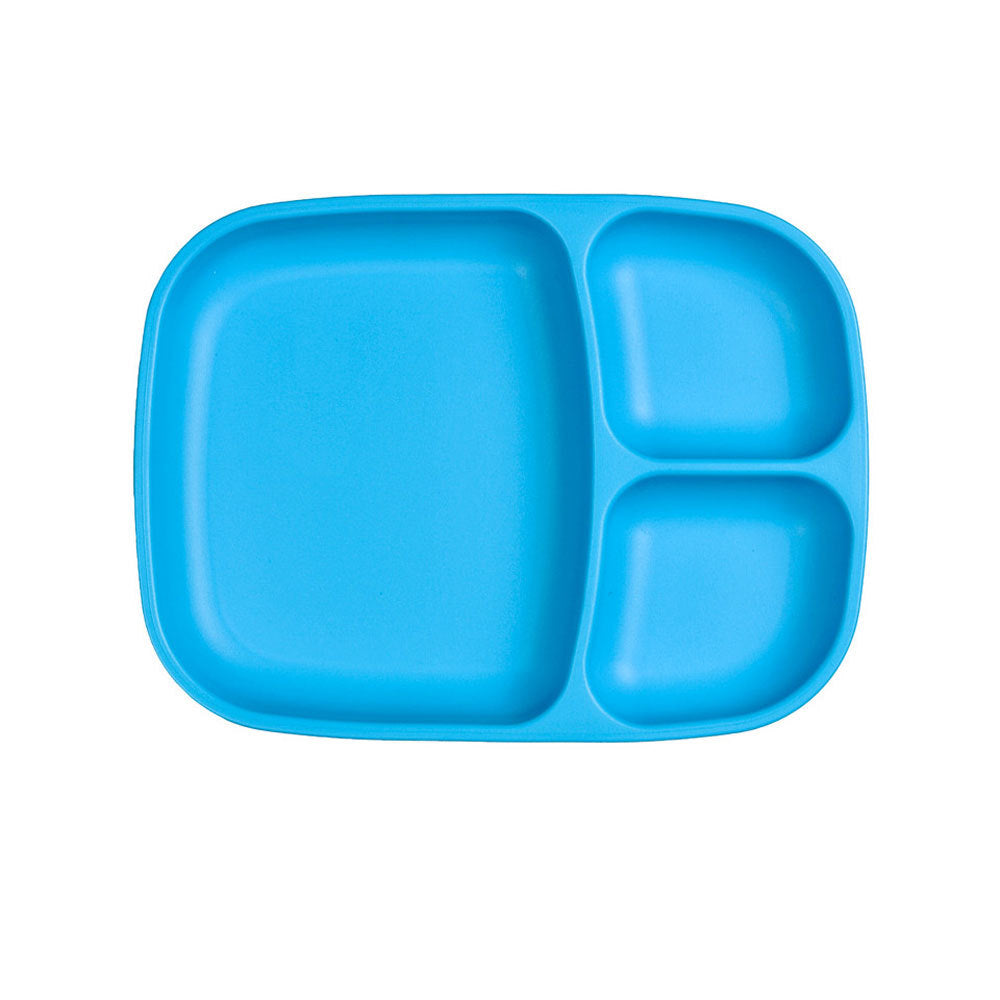 A Re-Play Divided Tray - Sky Blue on a white background