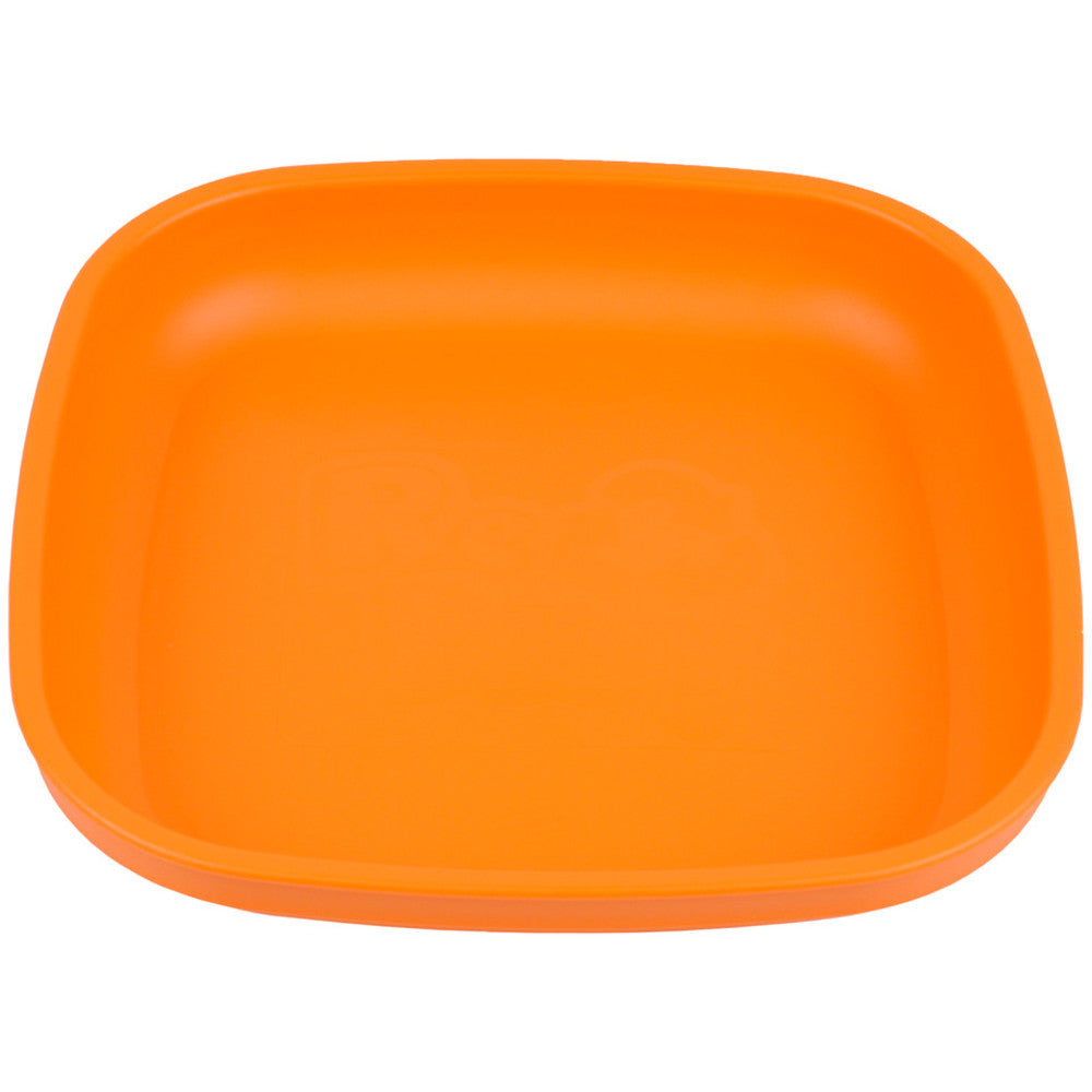 A Small Re-Play Flat Plate - Orange on a white background