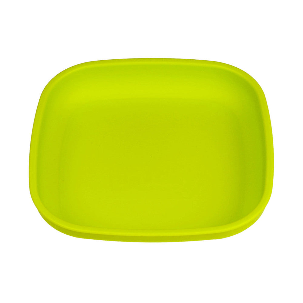 A Large Re-Play Flat Plate - Lime Green on a white background