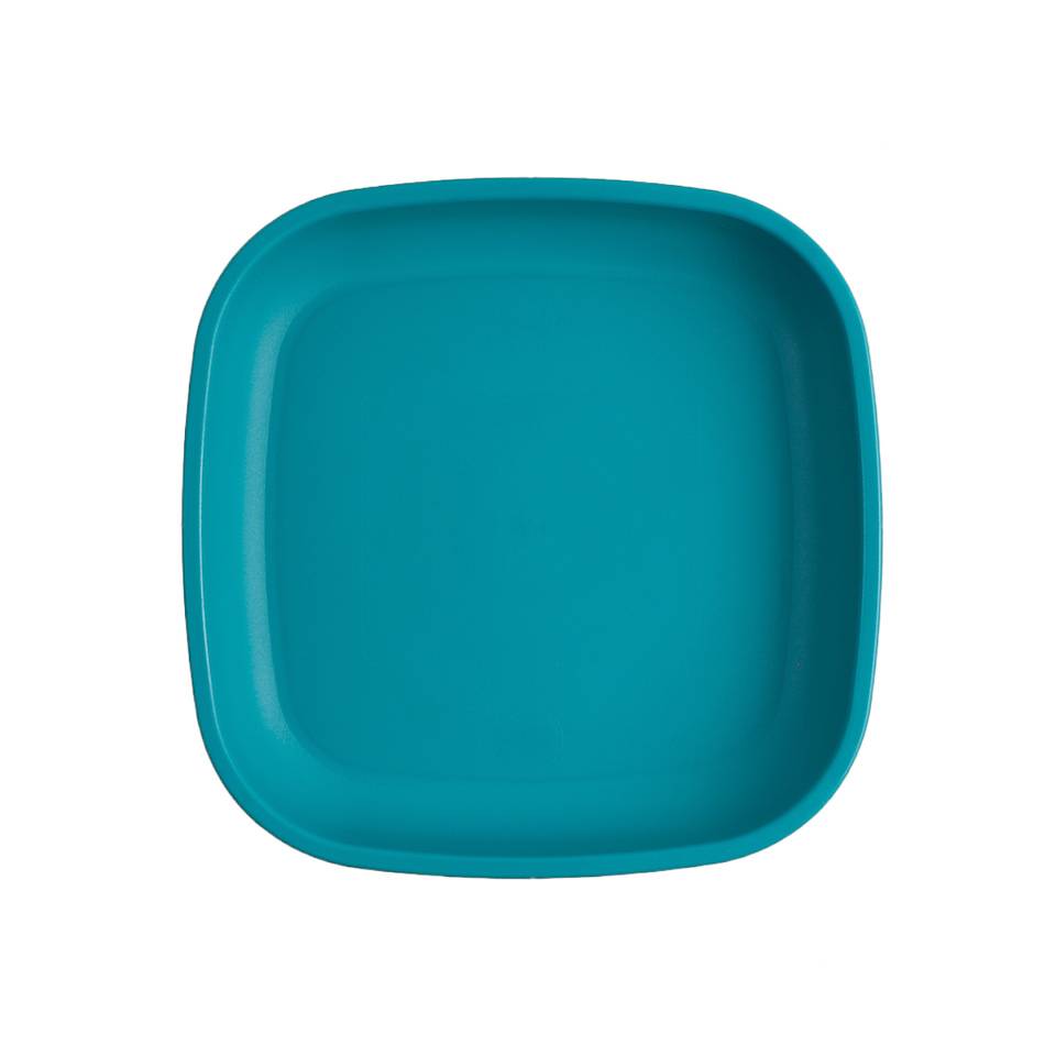 A Small Re-Play Flat Plate - Teal on a white background
