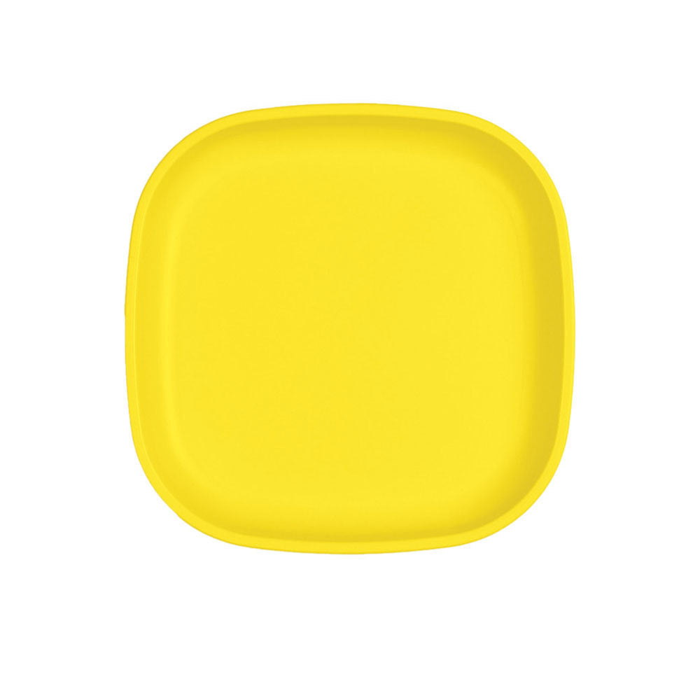 A Small Re-Play Flat Plate - Yellow on a white background