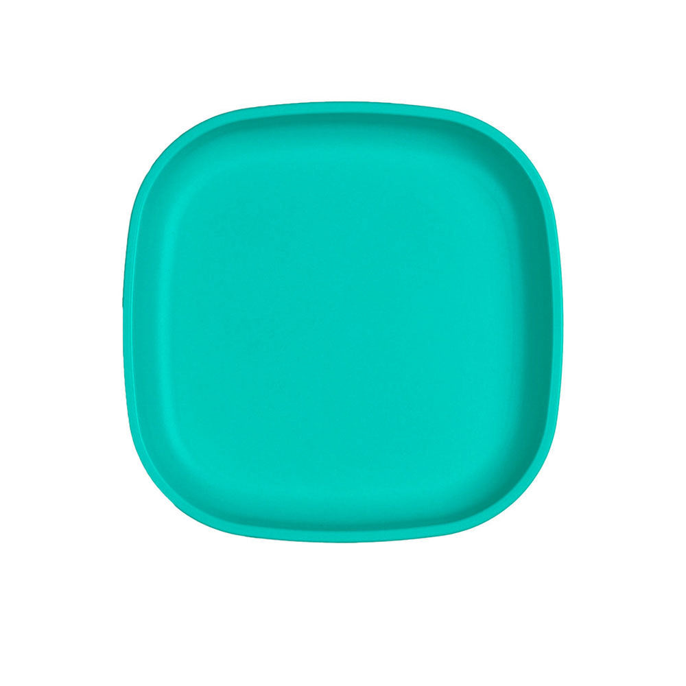 A Small Re-Play Flat Plate - Aqua on a white background