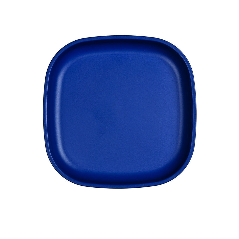 A Small Re-Play Flat Plate - Navy on a white background
