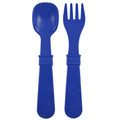 A Re-Play Fork and Spoon - Navy Blue on a white background