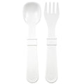 A Re-Play Fork and Spoon - White on a white background