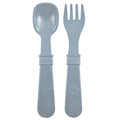 A Re-Play Fork and Spoon - Grey on a white background
