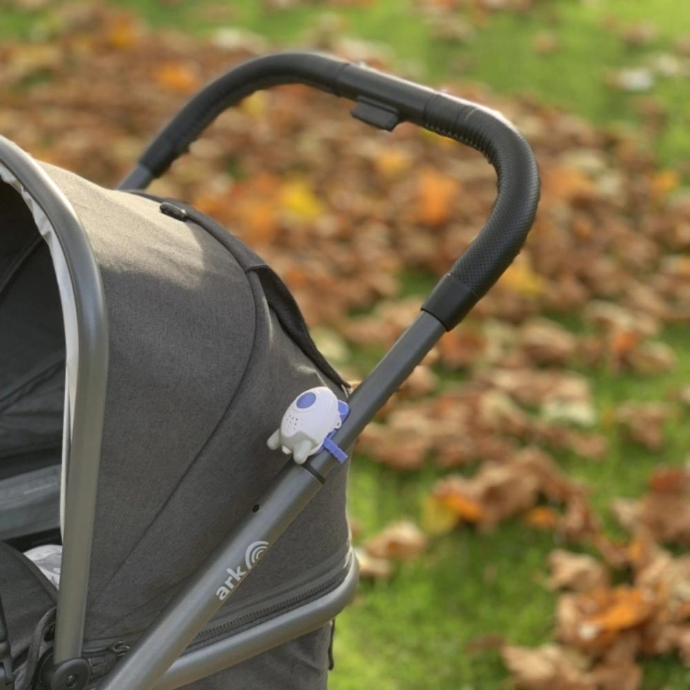Rockit Baby soother attached to pram.