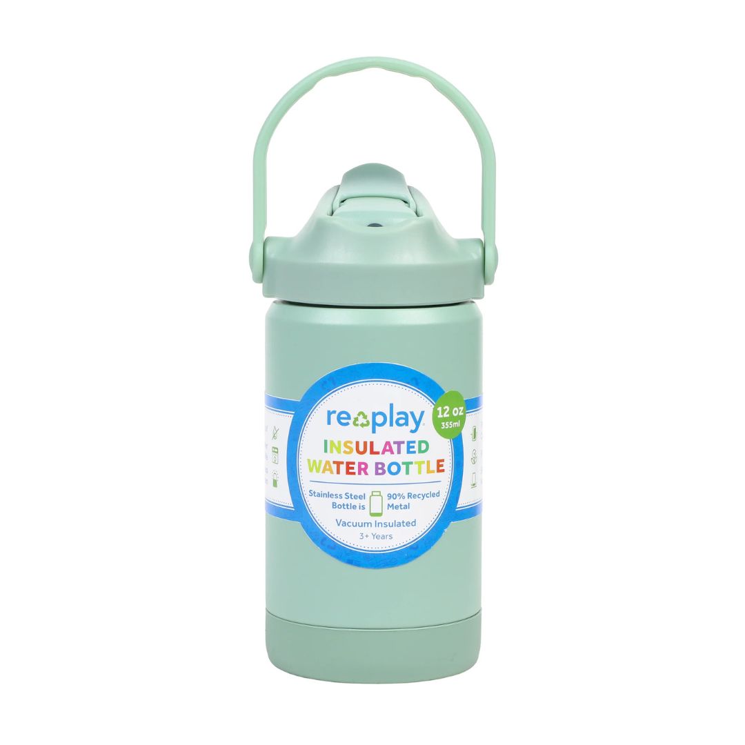 A  Re-Play Insulated Water Bottle - Sage on a white background
