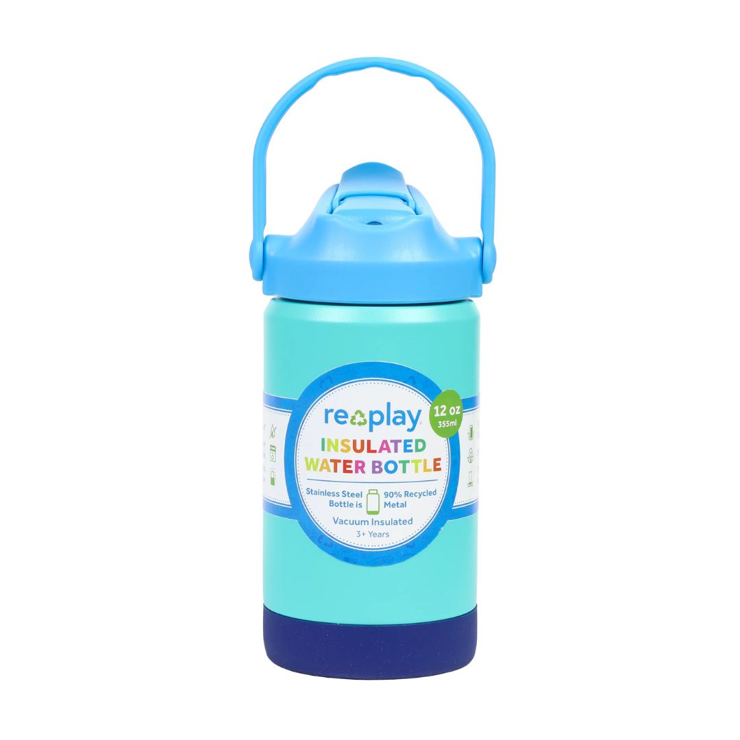 A  Re-Play Insulated Water Bottle - True Blue on a white background