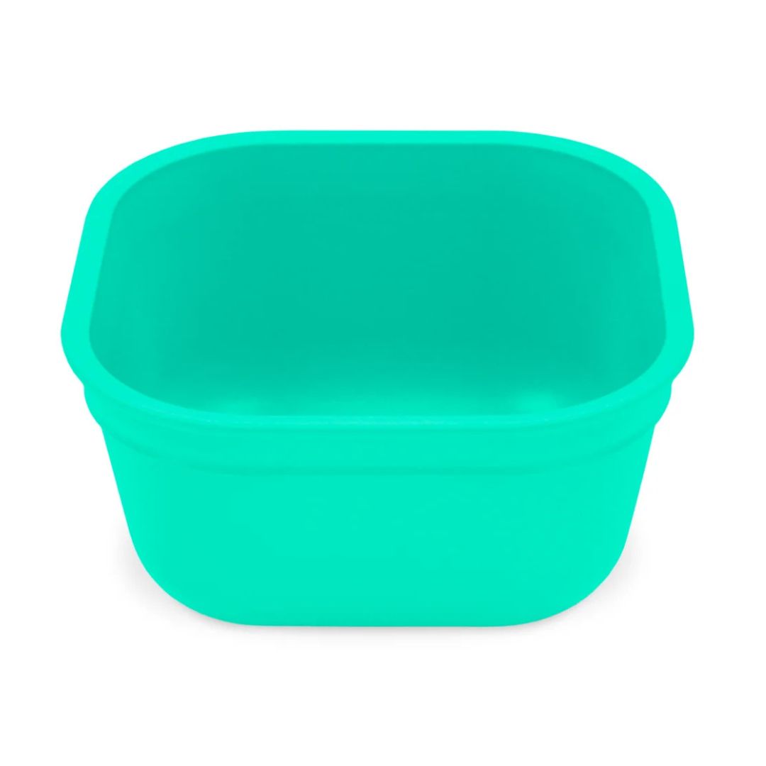 A Aqua Re-Play Square Bowl - Aqua on a white background