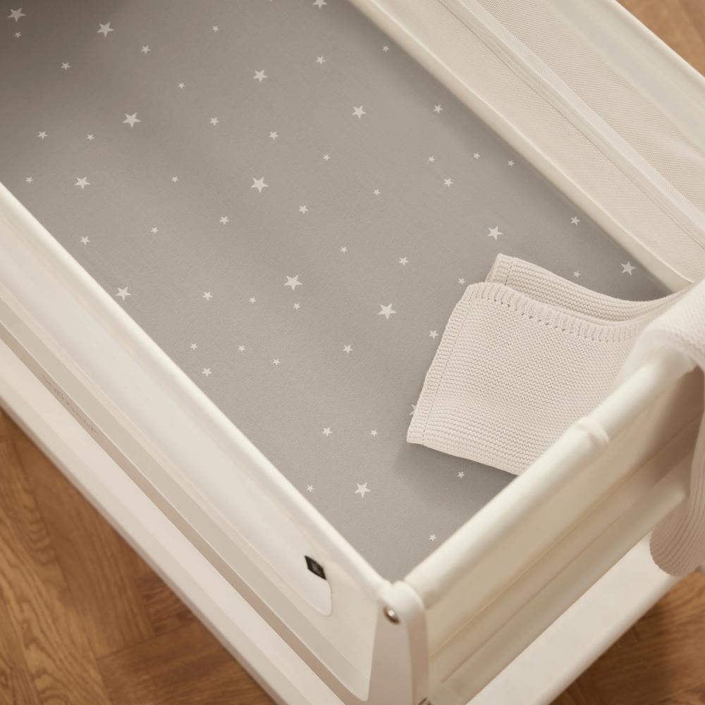 SnuzPod5 Fitted Sheets 2pk - Star White/Grey