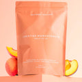 Pink Second Nature powder pouch against pink background.