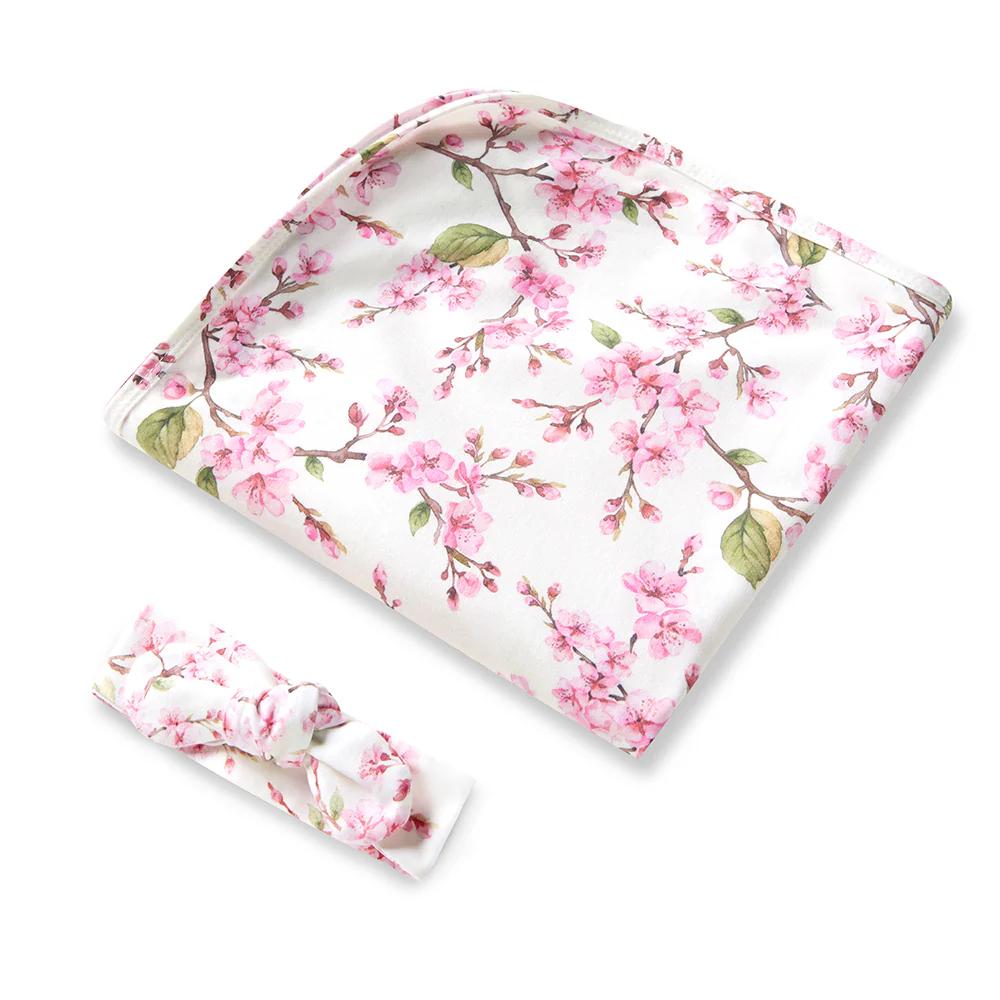 Jersey Wrap & Topknot - Cherry Blossom