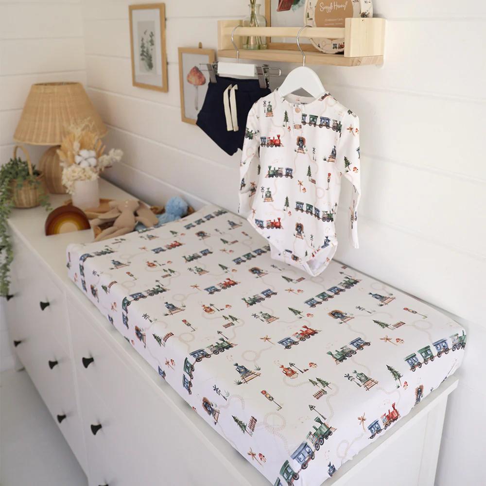 Bassinet Sheet / Change Pad Cover - Trains