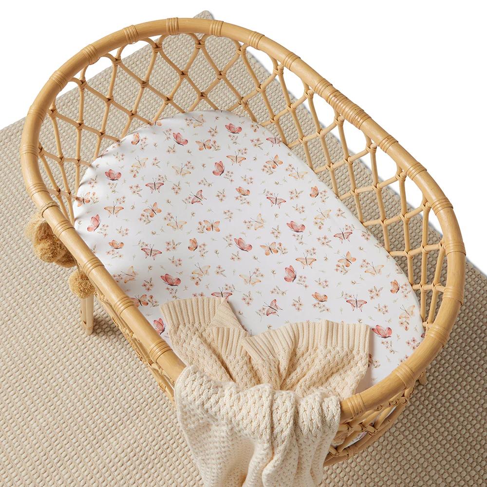 Bassinet Sheet / Change Pad Cover - Butterfly