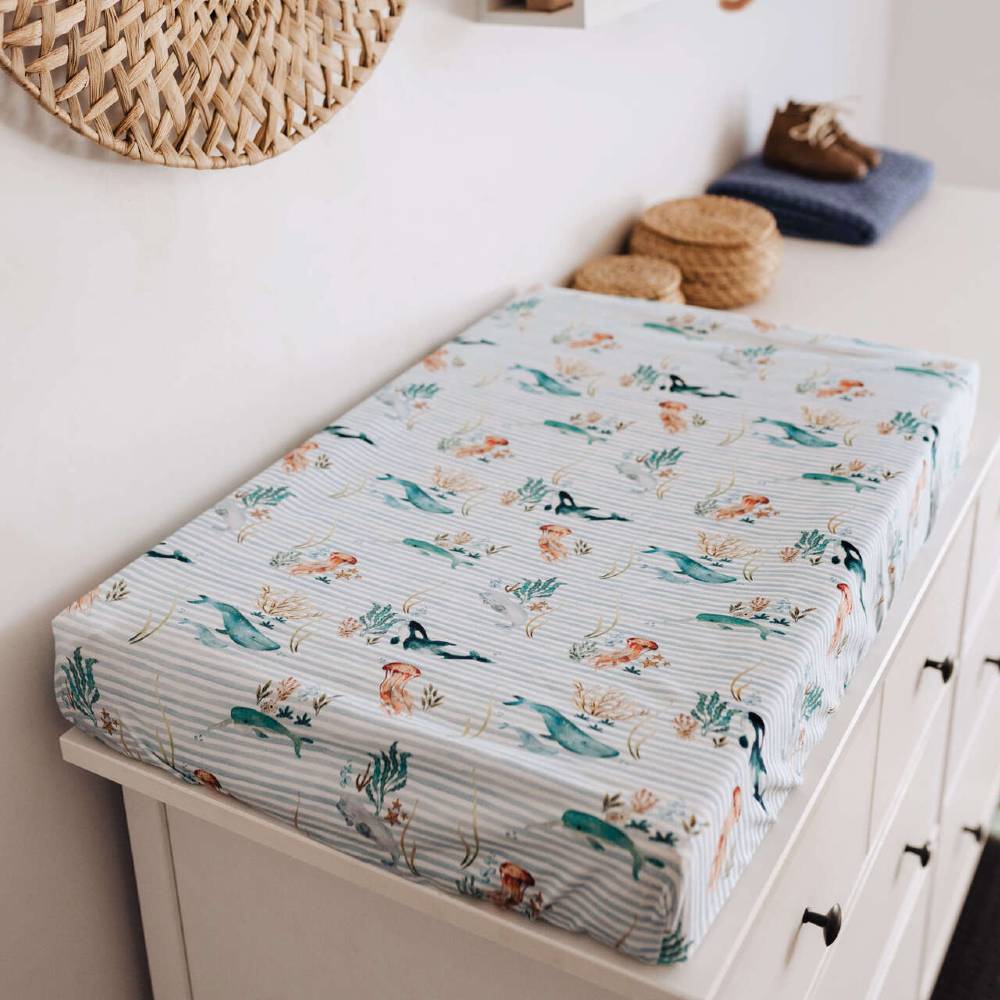 Bassinet Sheet / Change Pad Cover - Whale