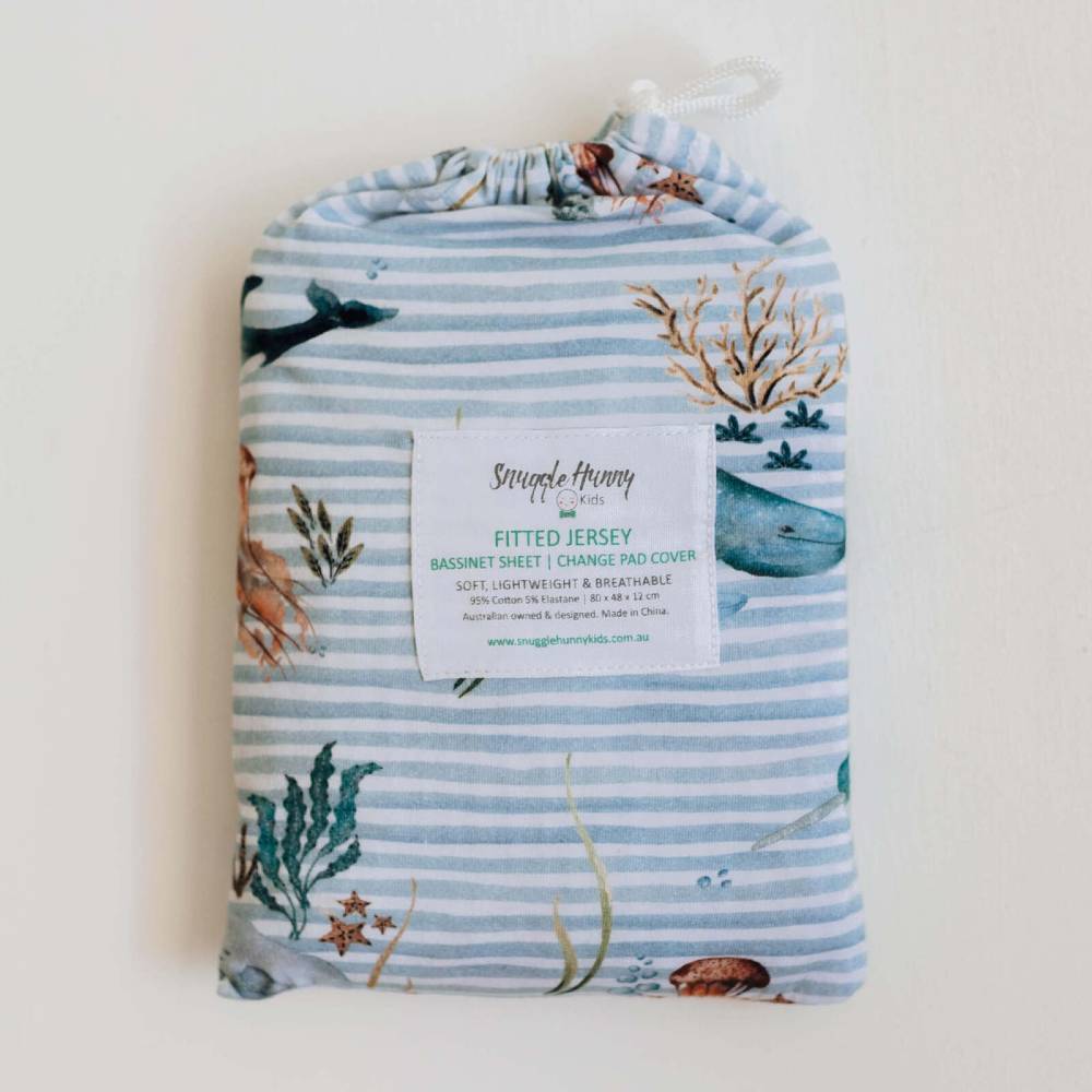Bassinet Sheet / Change Pad Cover - Whale