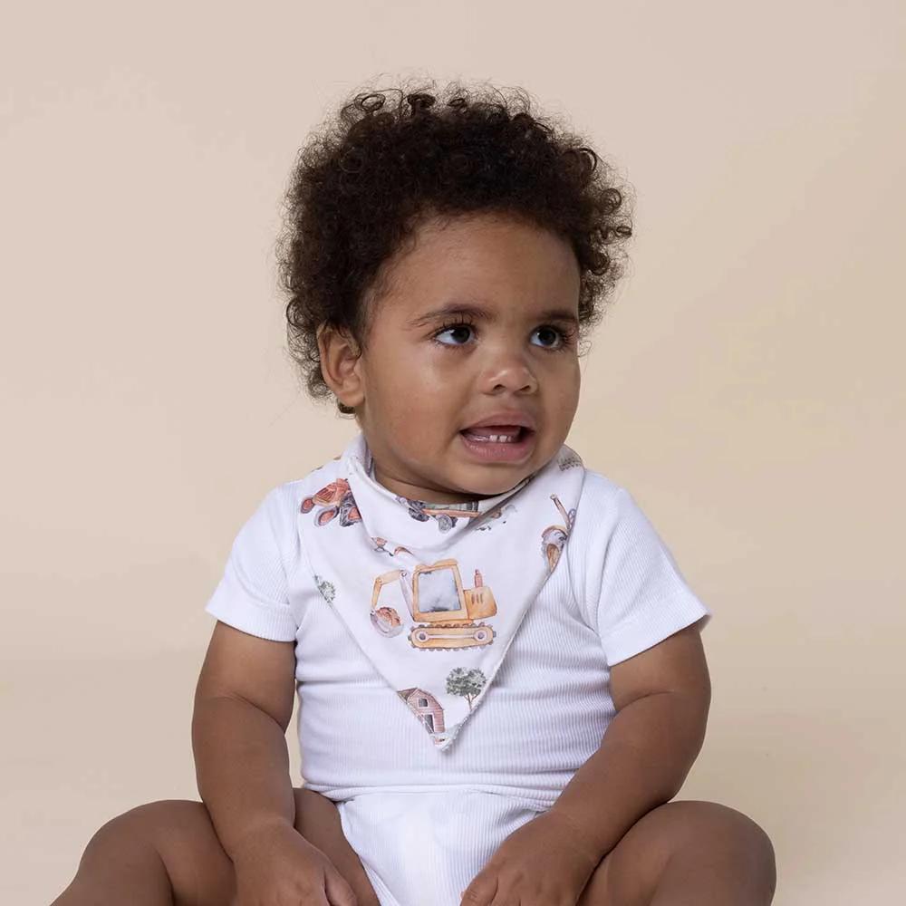 Kids Dribble Bib - Diggers & Tractors