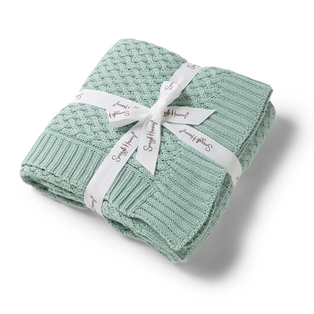 Diamond Knit Baby Blanket - Sage