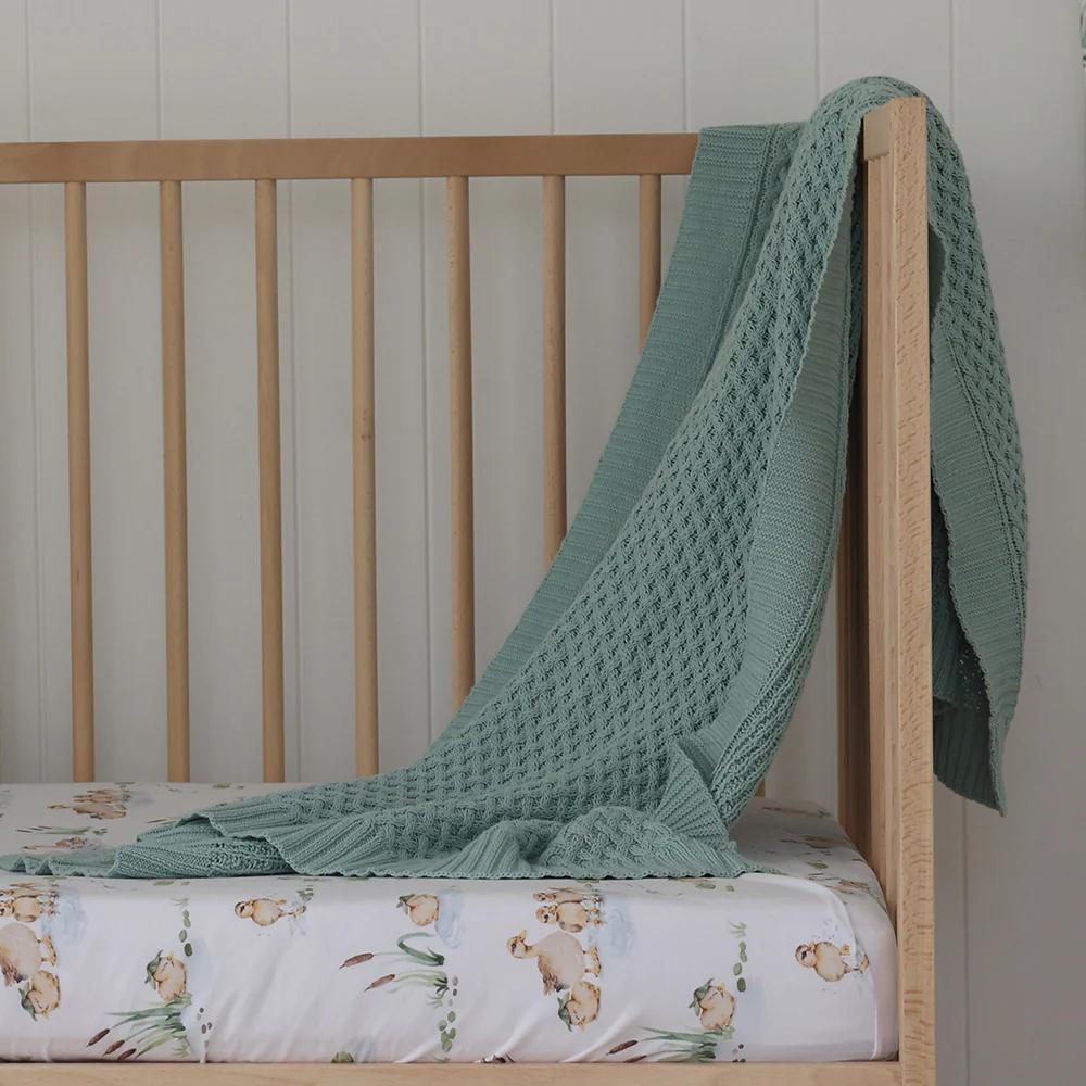 Diamond Knit Baby Blanket - Sage