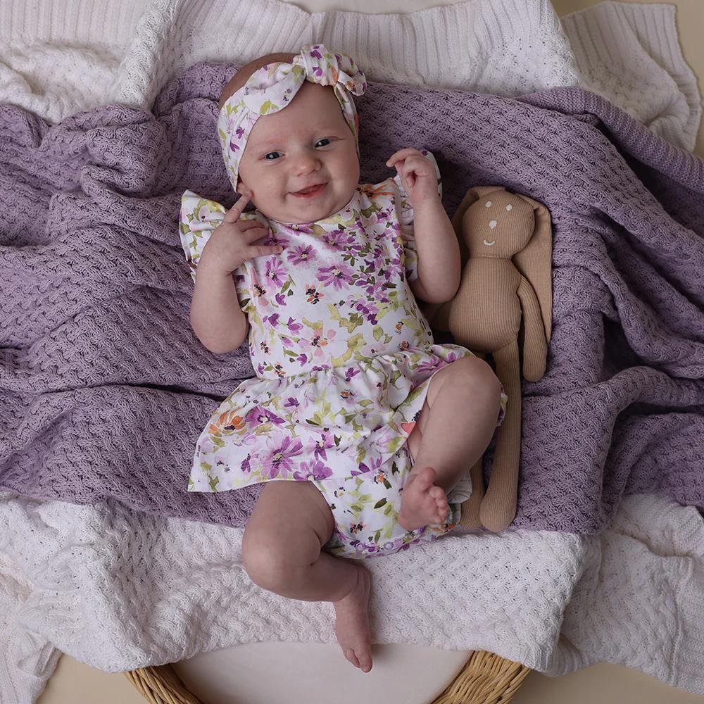 Diamond Knit Baby Blanket - Lavender