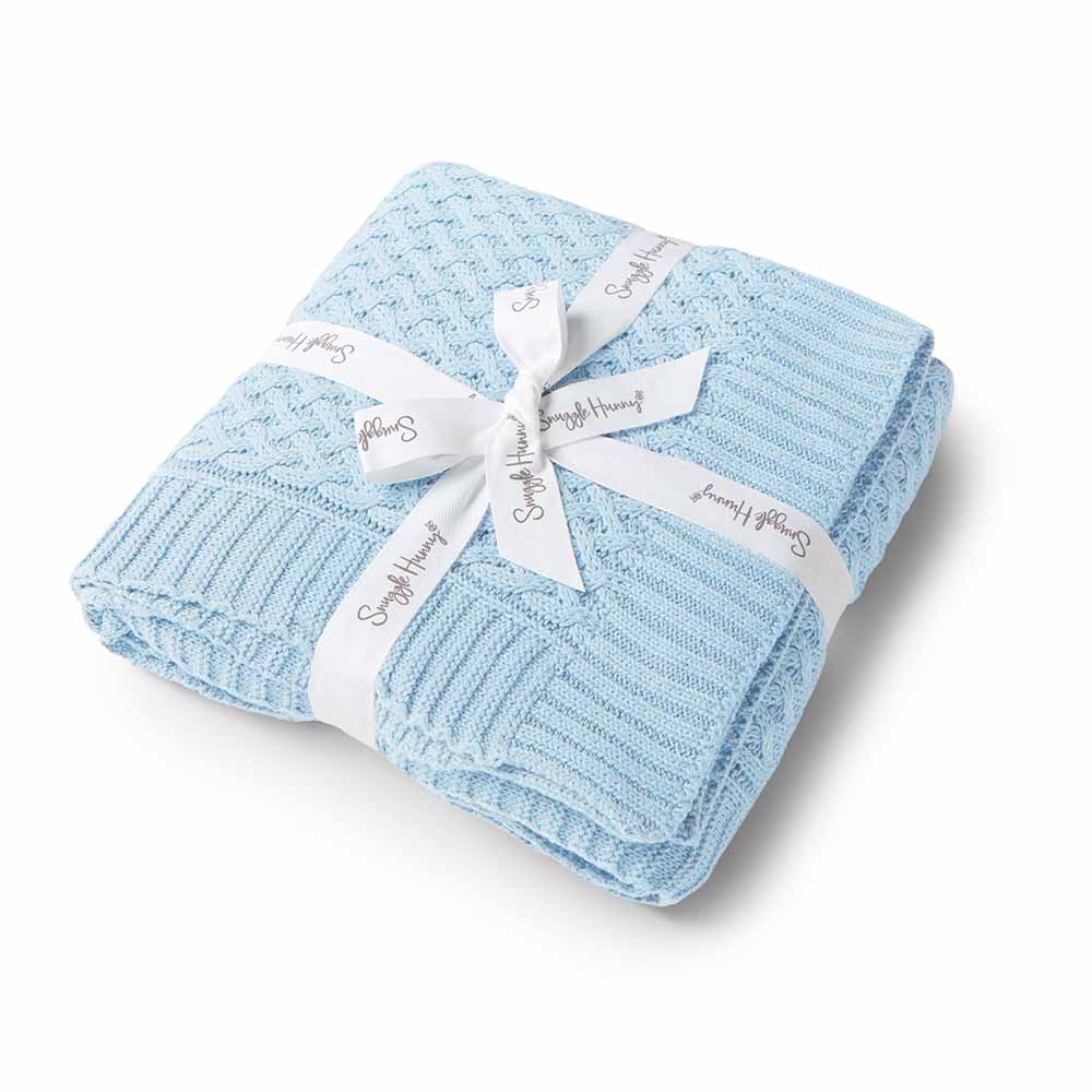 Diamond Knit Baby Blanket - Baby Blue