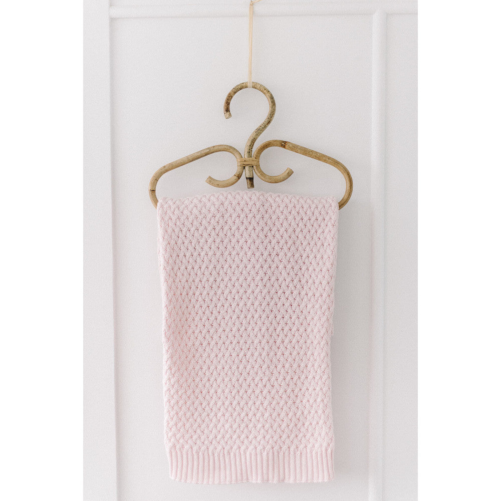 Diamond Knit Baby Blanket - Blush Pink