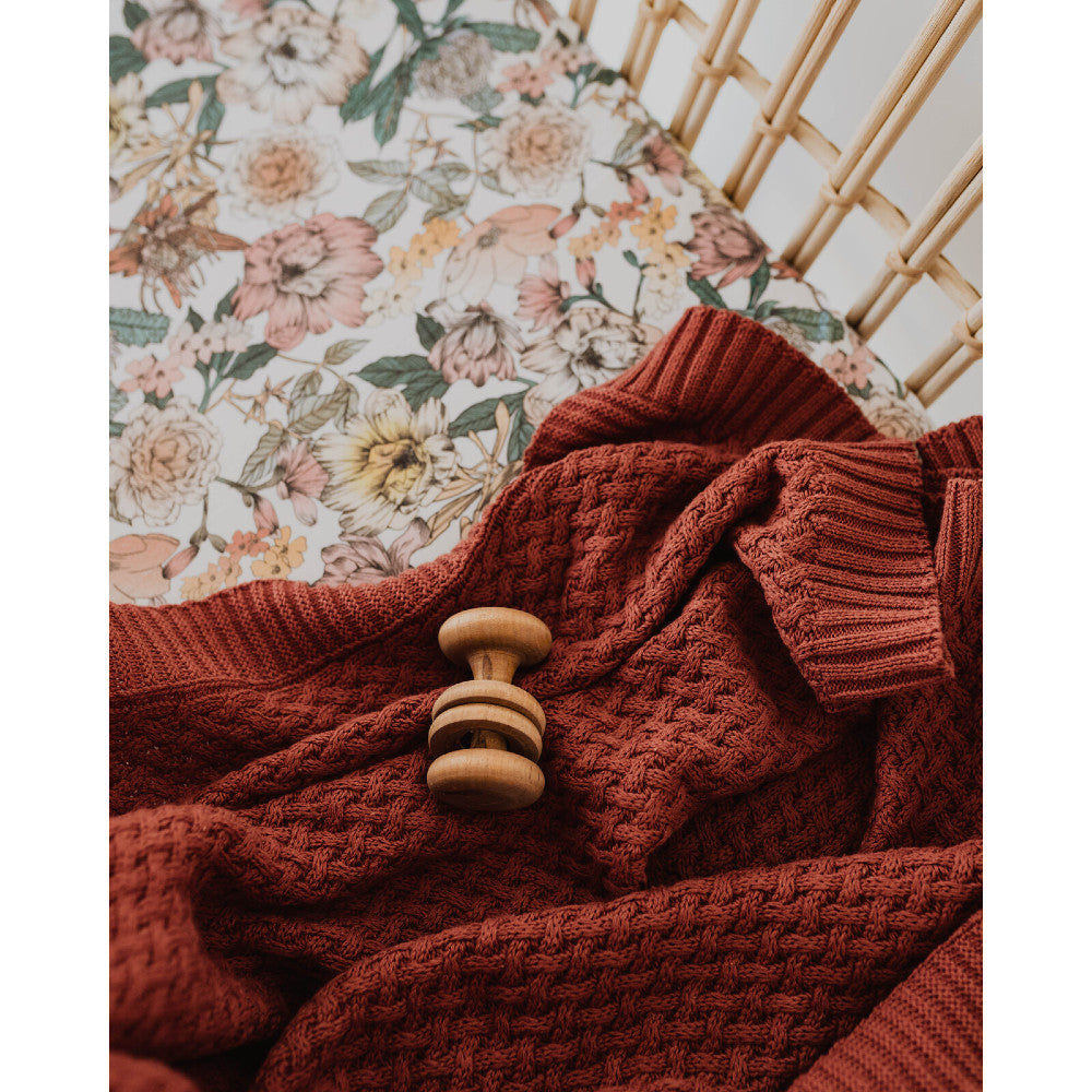 Diamond Knit Baby Blanket - Umber