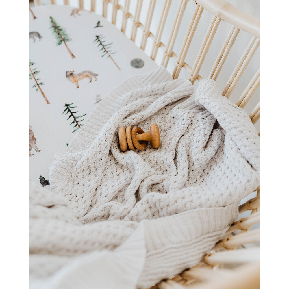 Diamond Knit Baby Blanket - Warm Grey