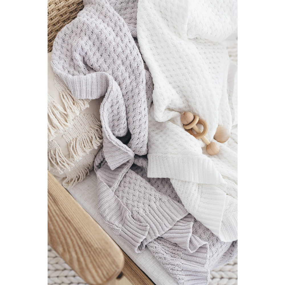 Diamond Knit Baby Blanket - Warm Grey