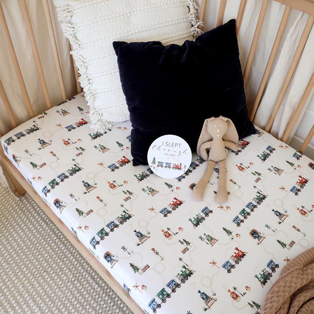 Fitted Cot Sheet - Trains