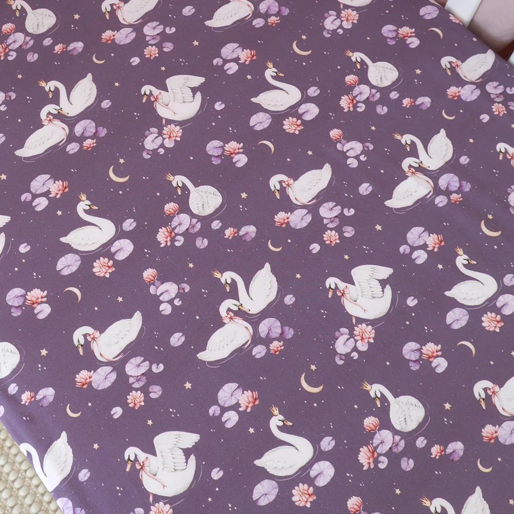 Fitted Cot Sheet - Midnight Swan