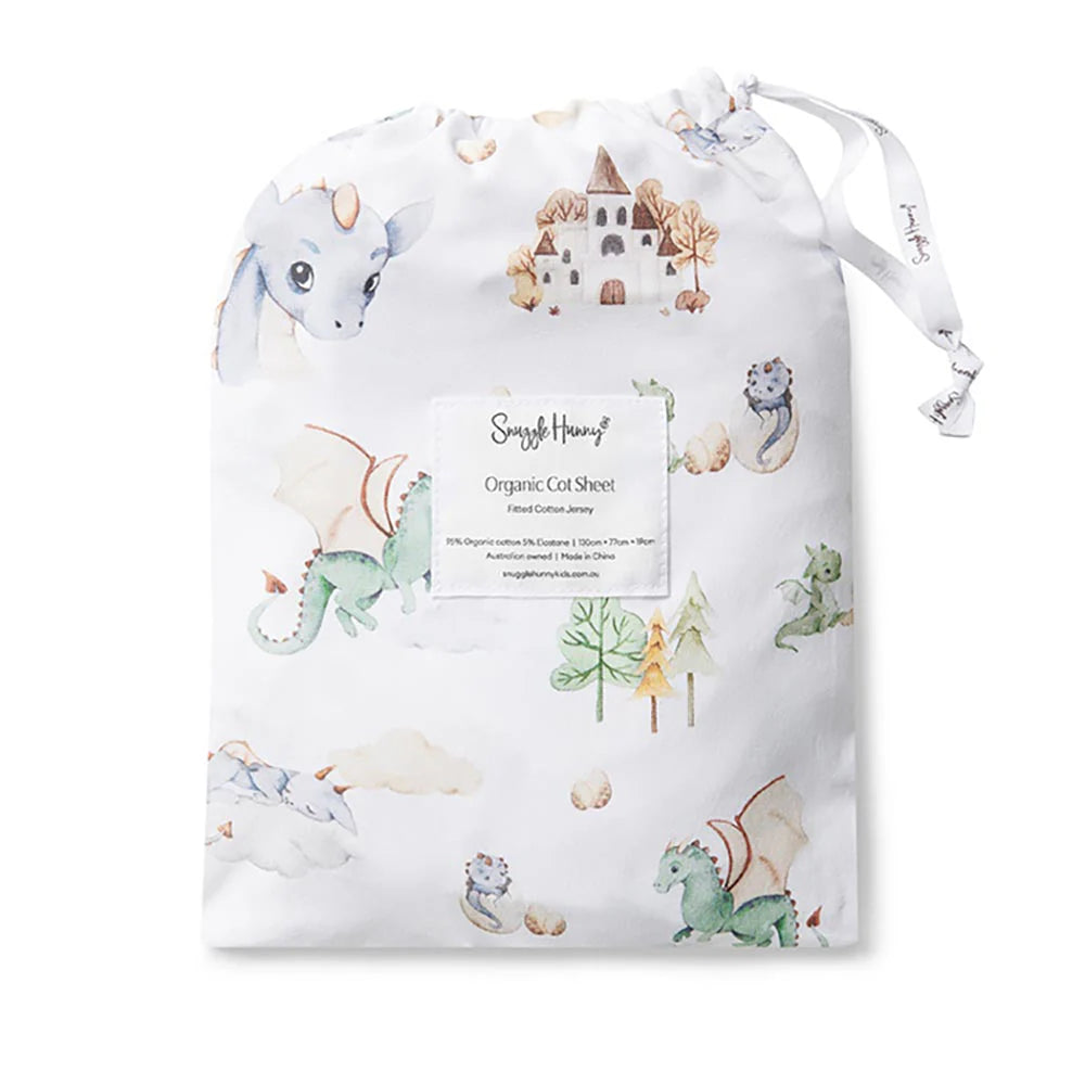 Snuggle Hunny Fitted Cot Sheet - Dragon