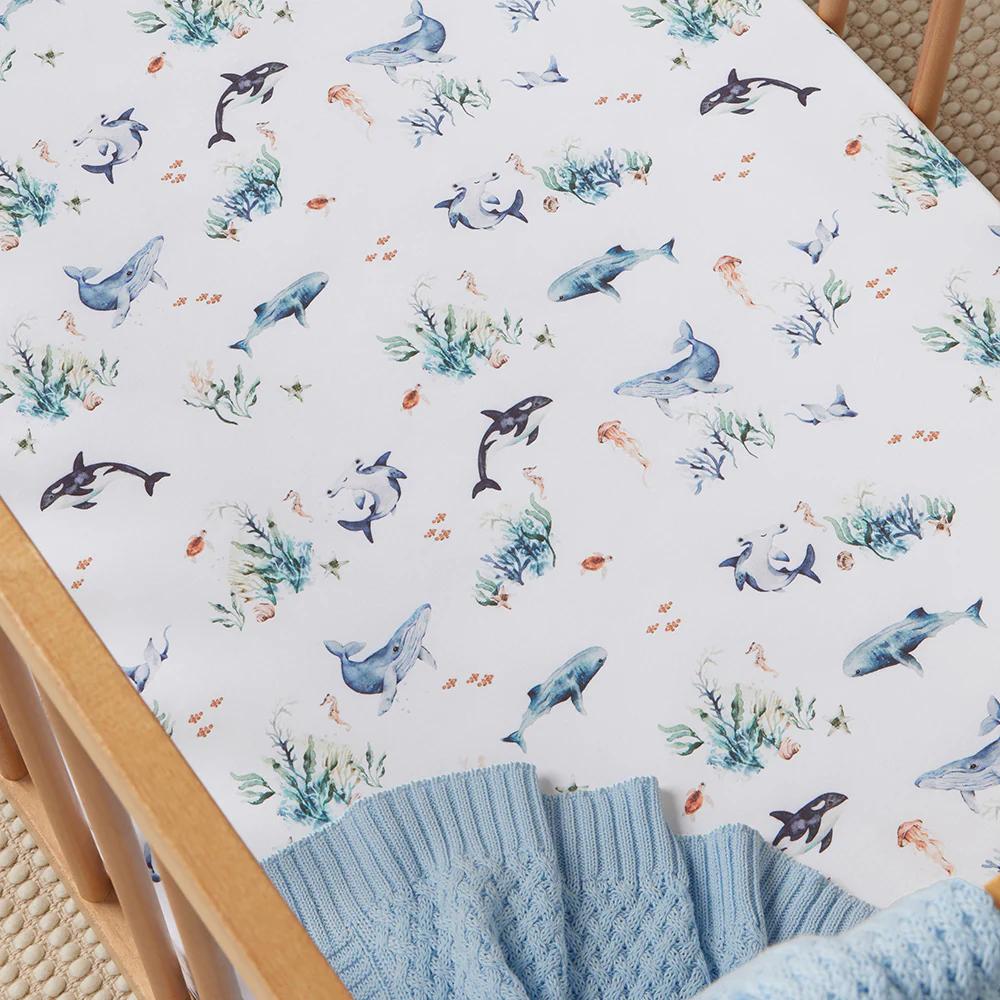Fitted Cot Sheet - Ocean
