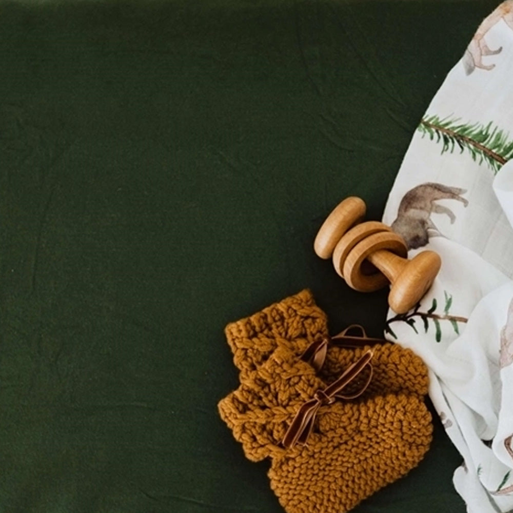 Fitted Cot Sheet - Olive