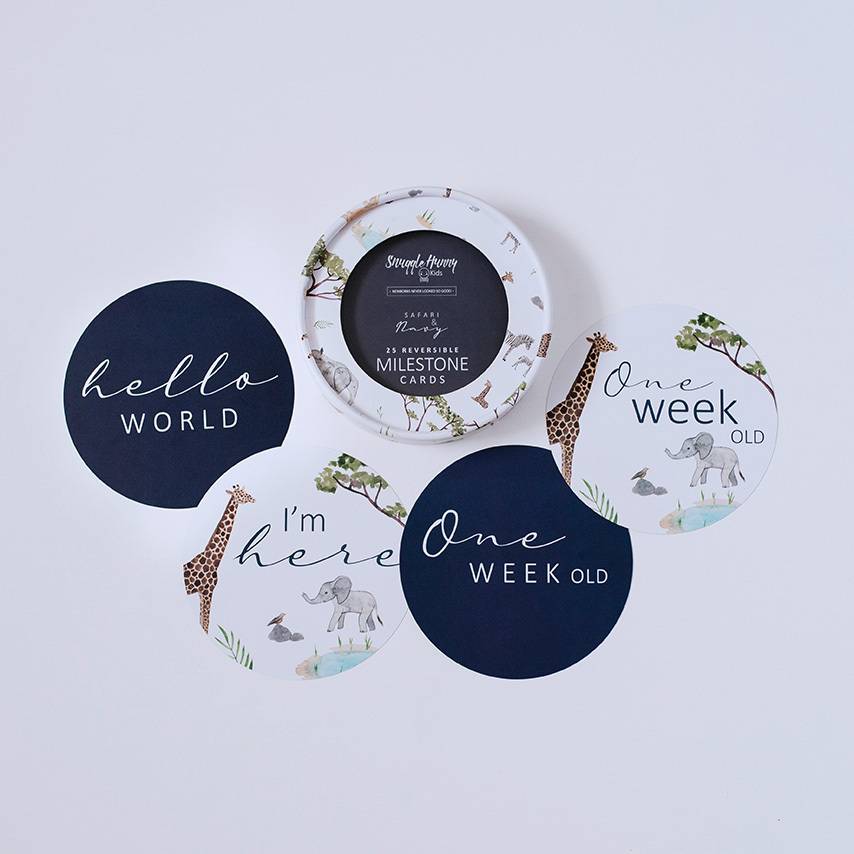 Reversible Milestone Cards - Safari & Navy