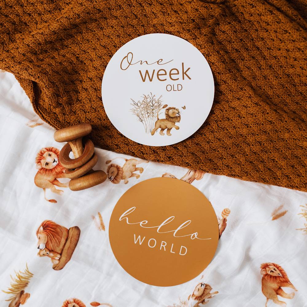 Reversible Milestone Cards - Lion & Sunrise Gold