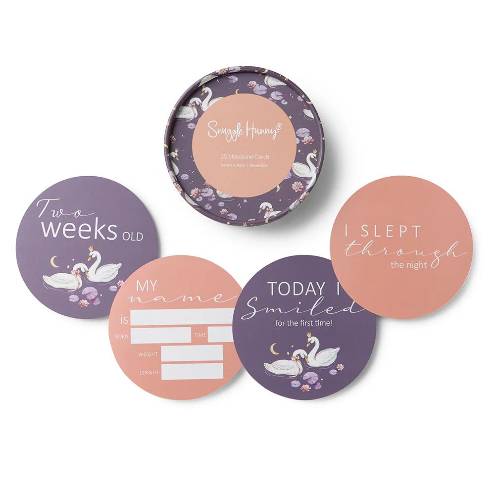 Reversible Milestone Cards - Swans & Rosa