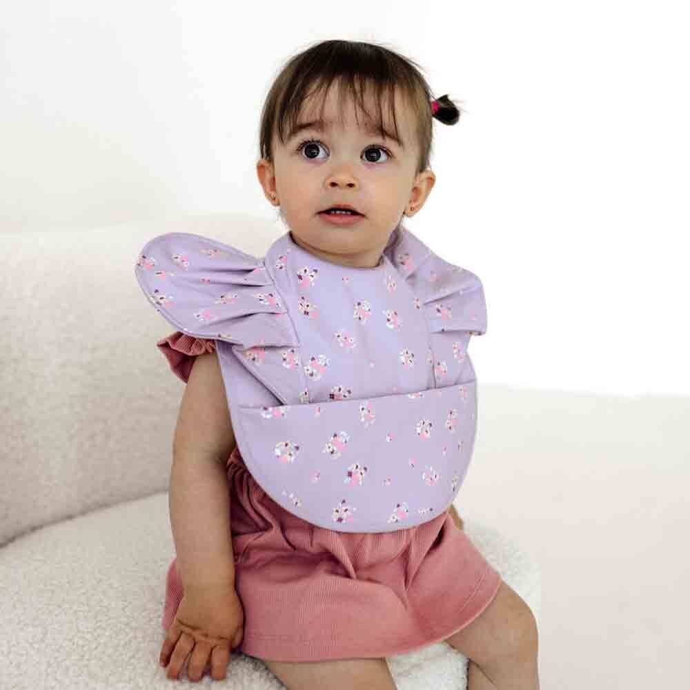 Snuggle Bib with Frill - Lilac Bloom
