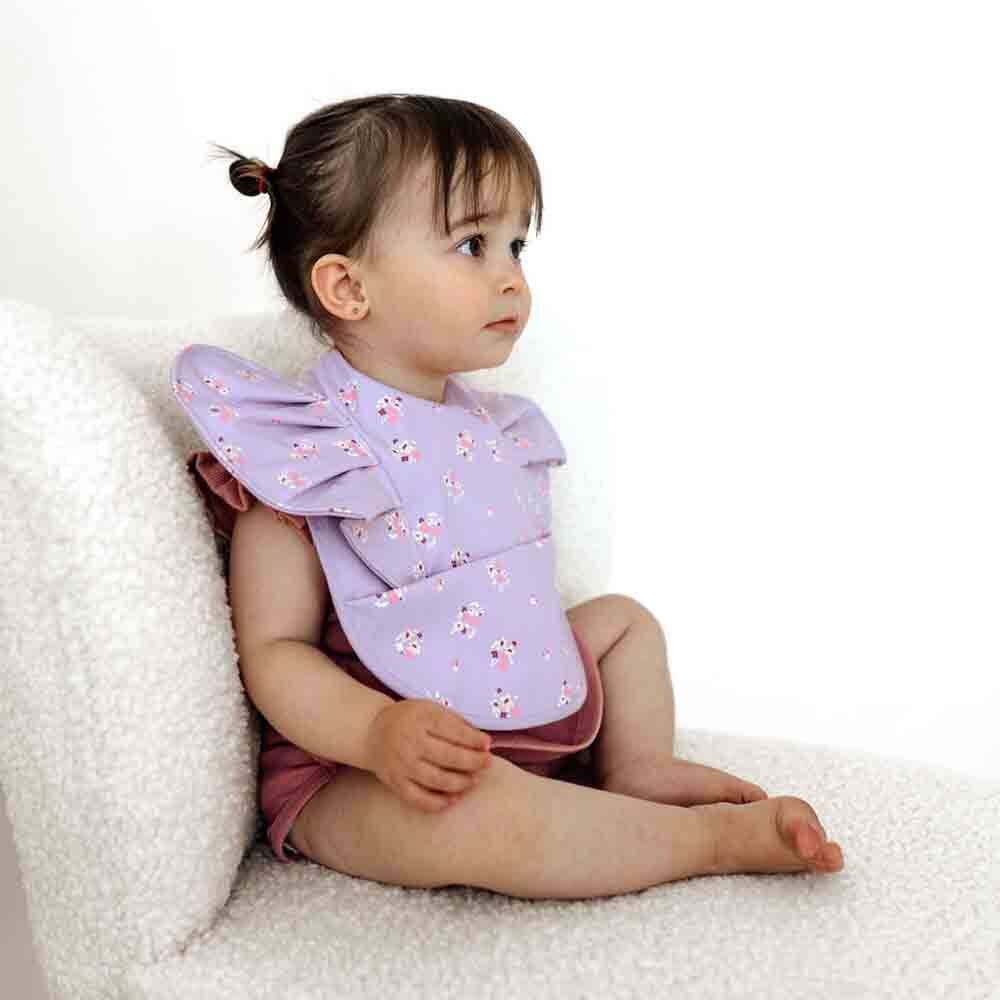 Snuggle Bib with Frill - Lilac Bloom