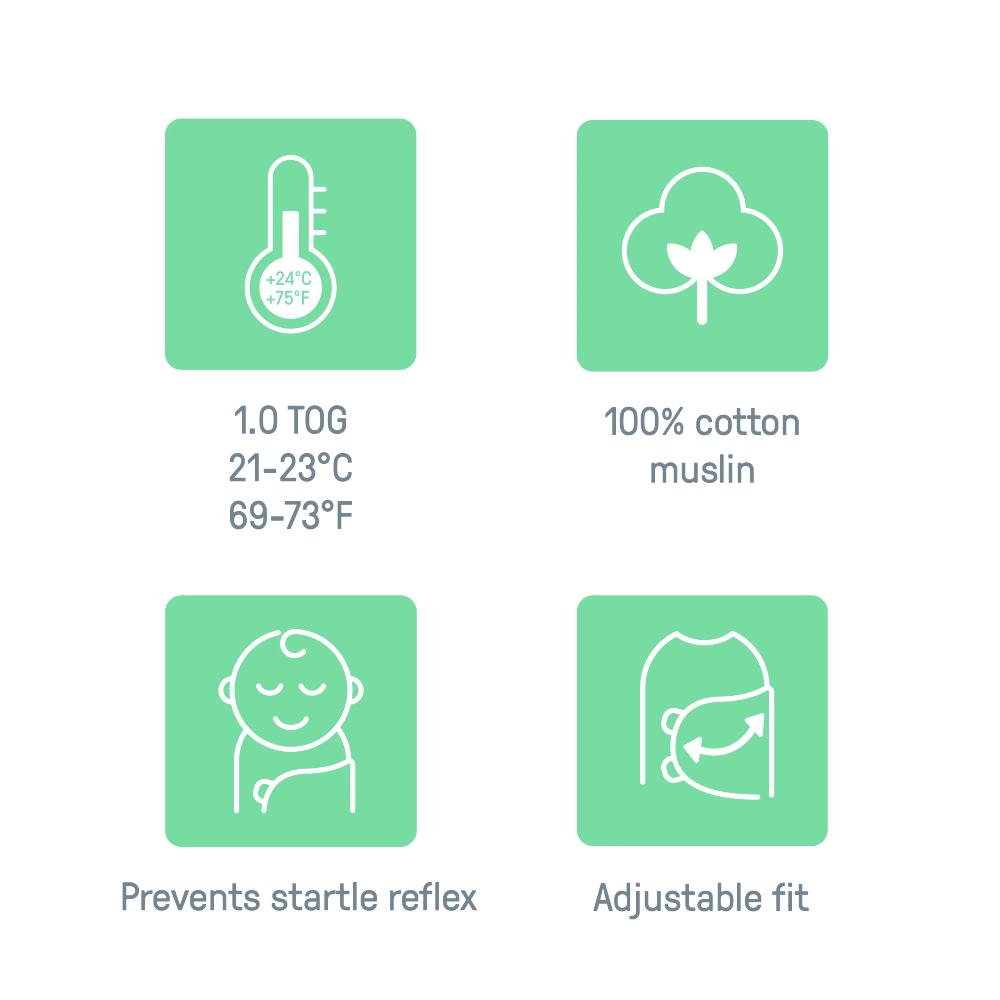 1.5 tog Muslin Swaddle - Stage 1 - Cream