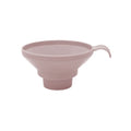 Pink silicone funnel on a white background
