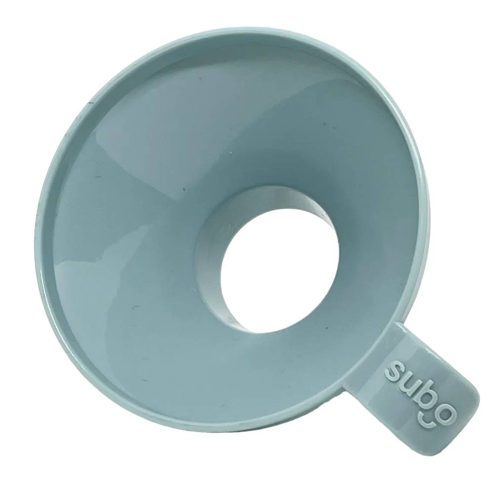 Light blue funnel with handle on a white background