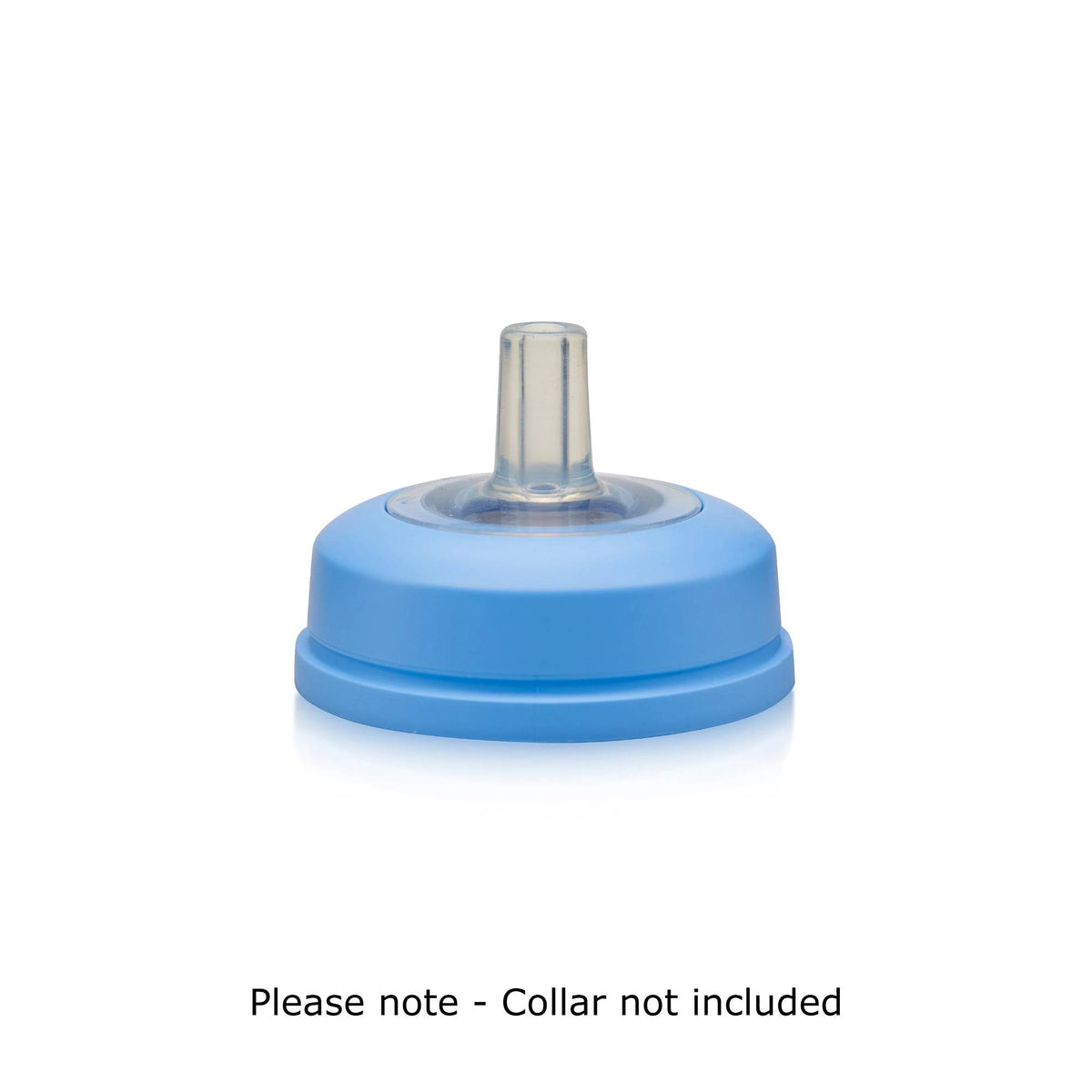 Silicone spout accessory in blue collar on a white background with text indicating 'Collar not included'.