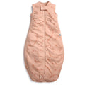 Pink baby sleeping bag with floral pattern on a white background