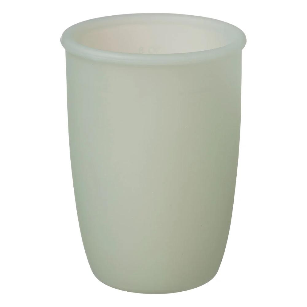 green tumbler on a white background